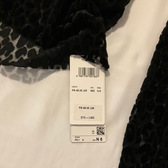 Marc Cain black sheer soft animal print top - size N6 / US 14 - new with tags - Picture 10 of 14